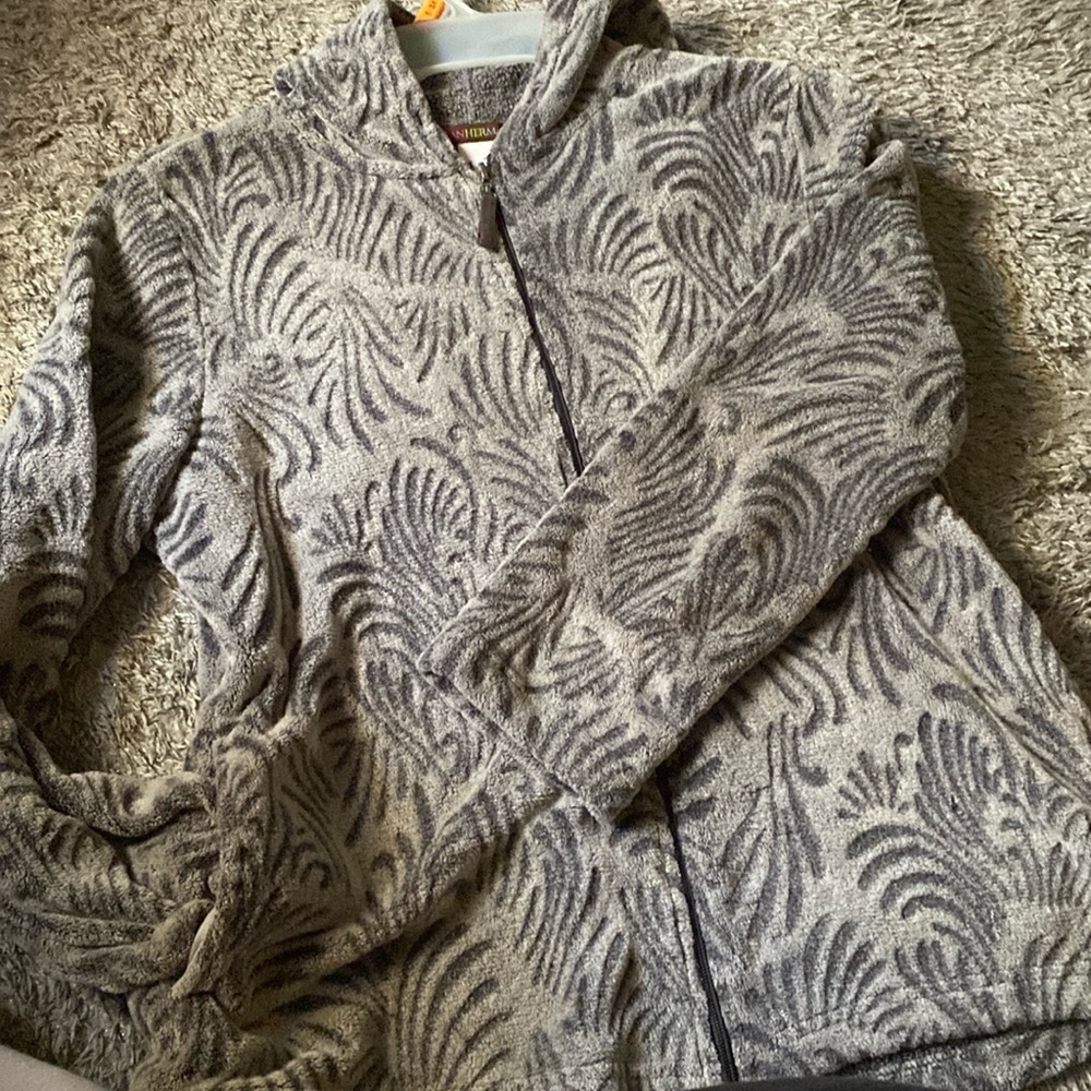 Zip up jacket, gray, worn twice
